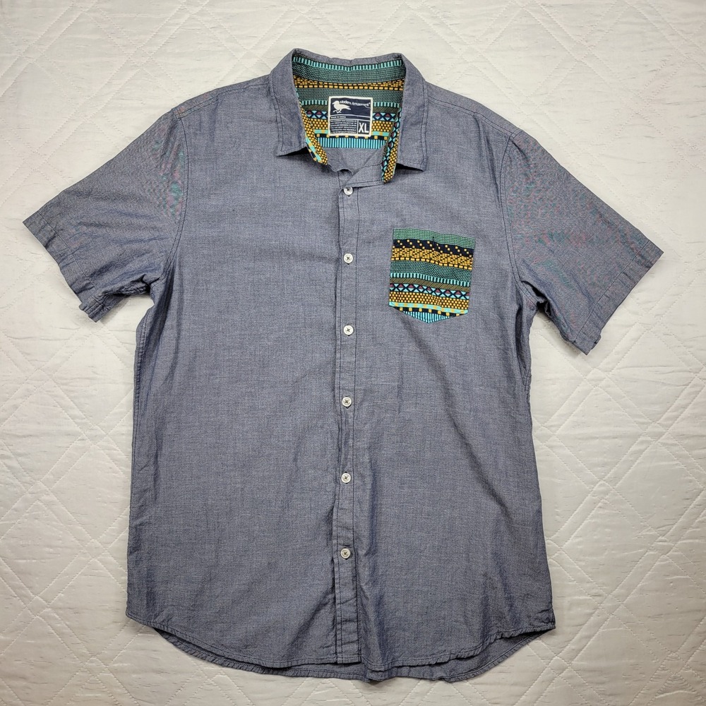Modern Amusement gray short‎ sleeve dress shirt w/ crazy pocket XL